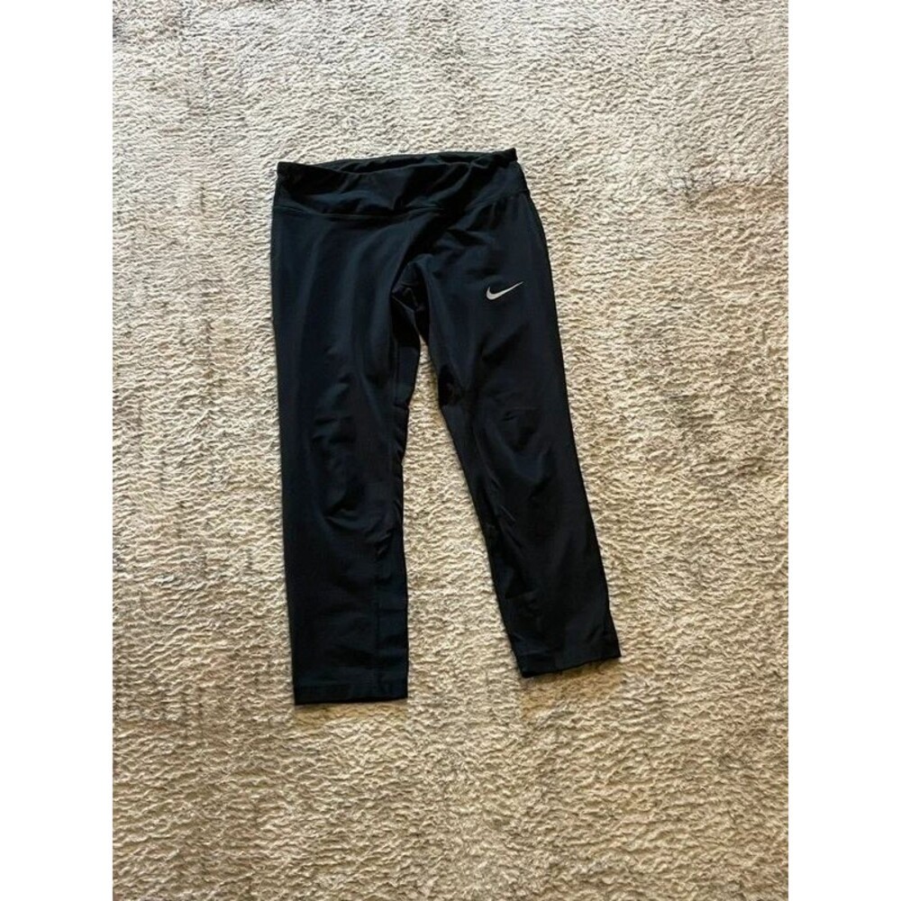 Nike Black Cropped Leggings Pockets Mesh Capri Workout Tights Women's Small